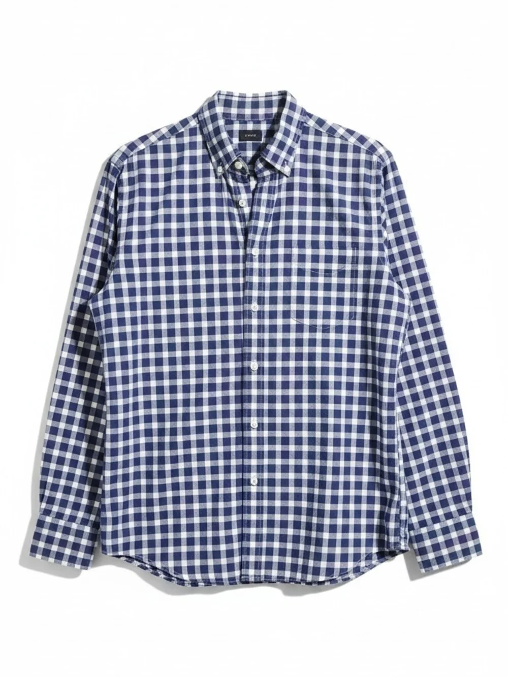 J. Crew Blue and White Gingham Button-Down Shirt